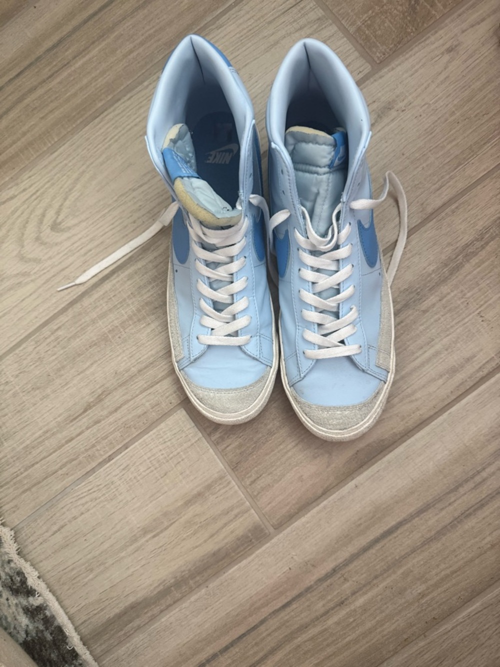 Nike Light Carolina  Blue and White High-Top Sneakers